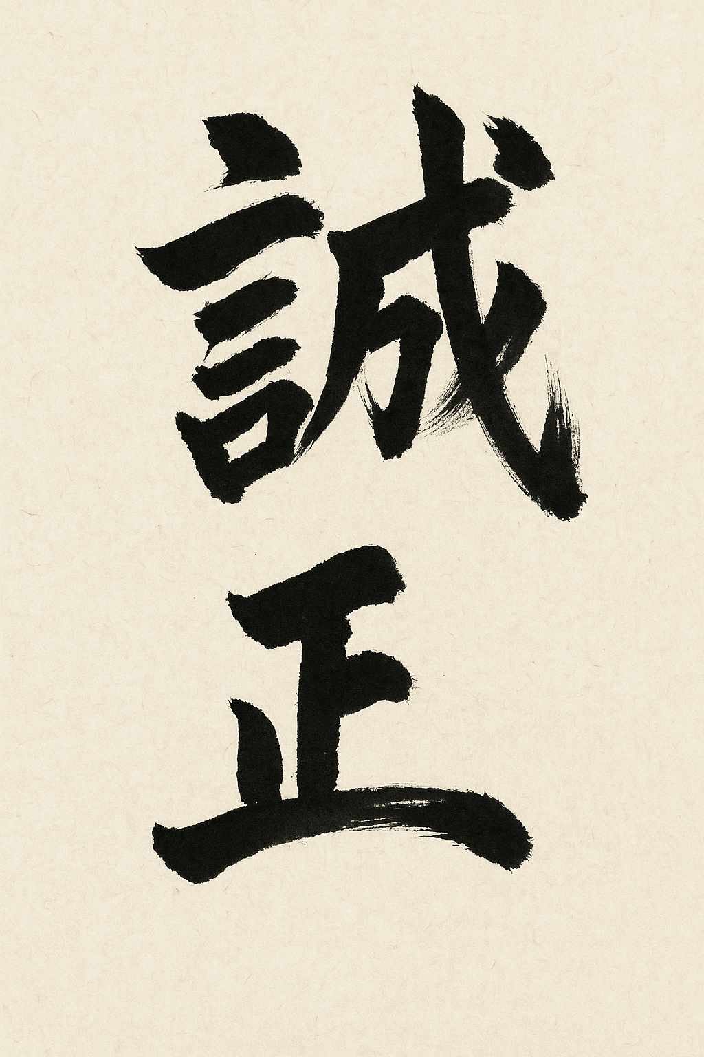 Calligrafia giapponese del kanji Makoto (誠), sincerità