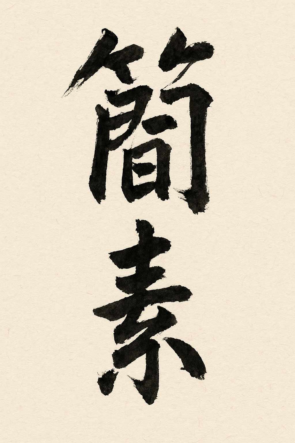 Calligrafia giapponese del kanji Kanso (簡素), semplicità e pulizia